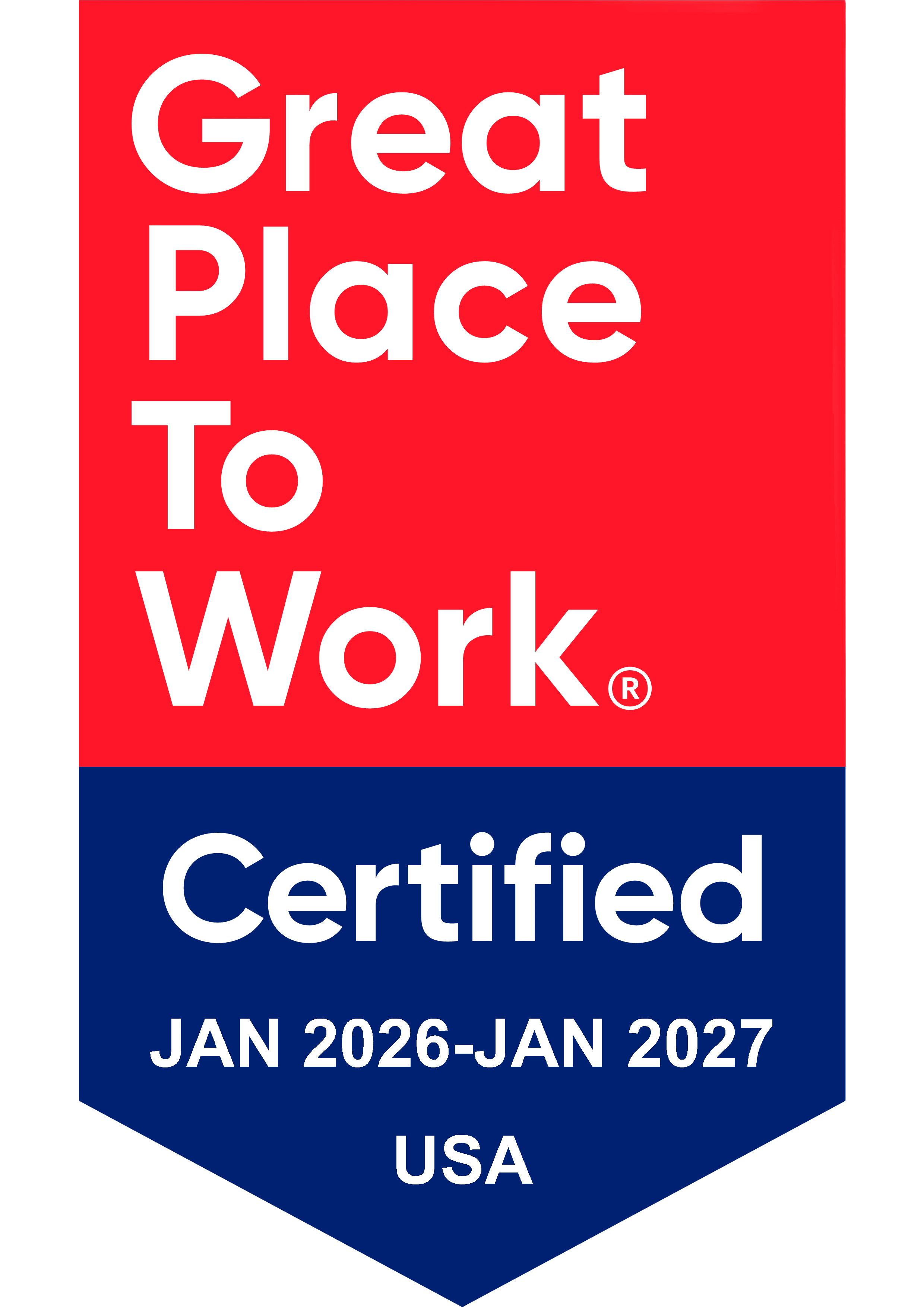 Great Place to Work Certified Jan. 2026 - Jan. 2027